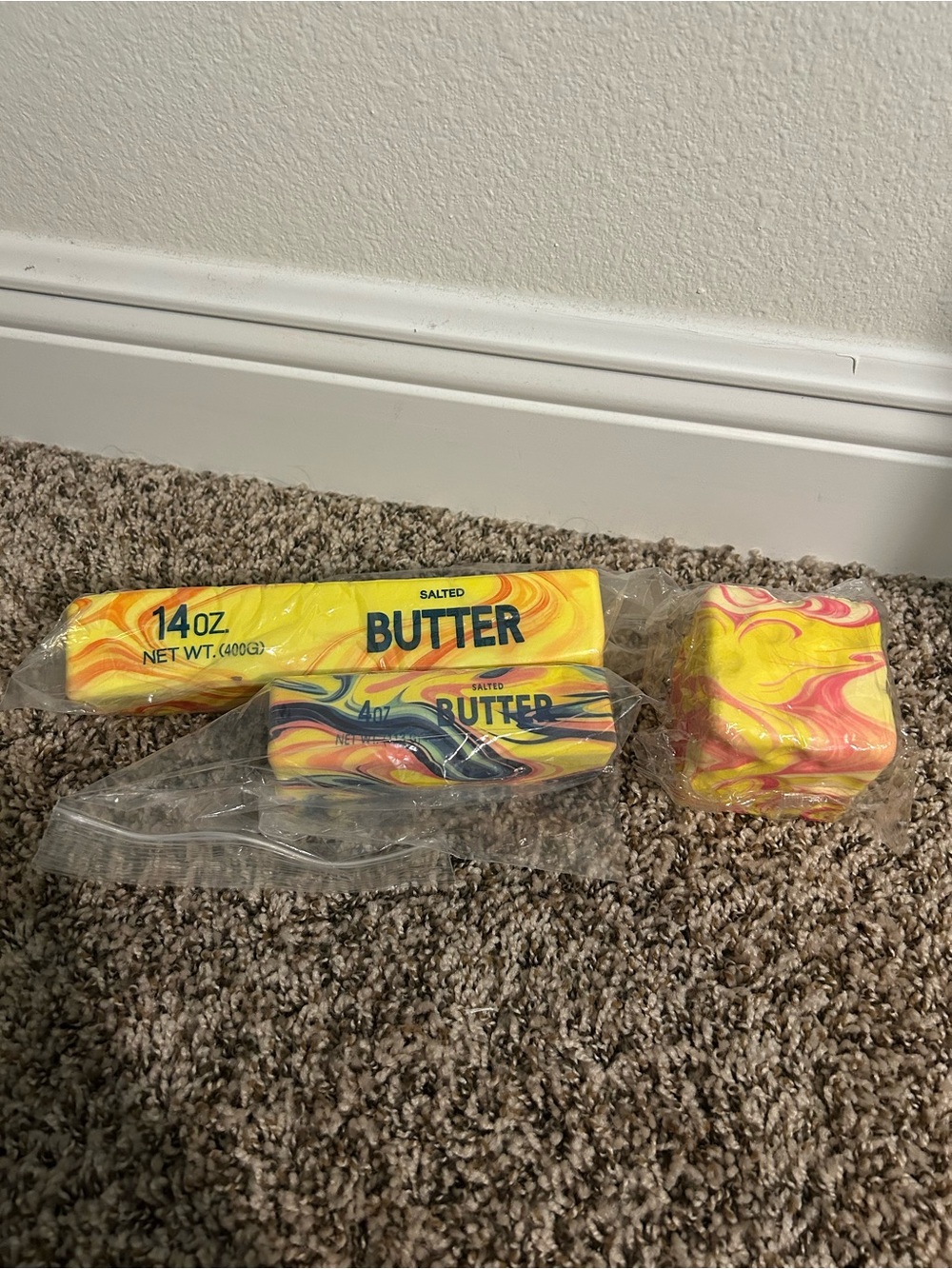 14oz and 4oz butter squish and cube squish